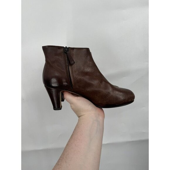 Henry Cuir Boots Women 36/5.5 Brown Ankle Booties 100% Leather Boho Western - Picture 1 of 11